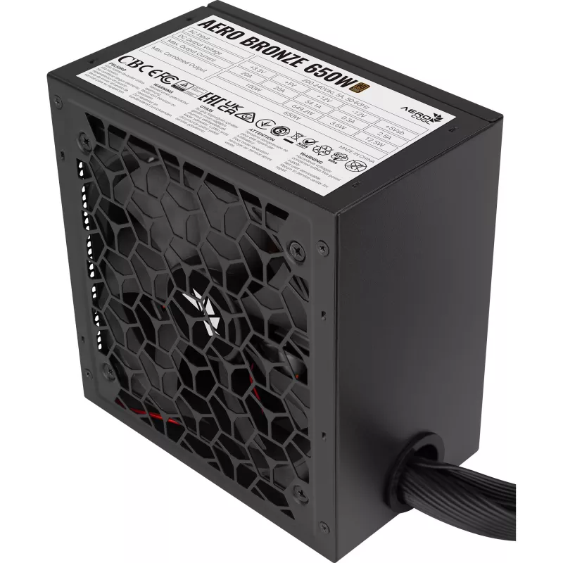Aerocool B509A Flow-G-BK-v1 mid-tower pc-behuizing met 650W voeding, gehard glas, zwart