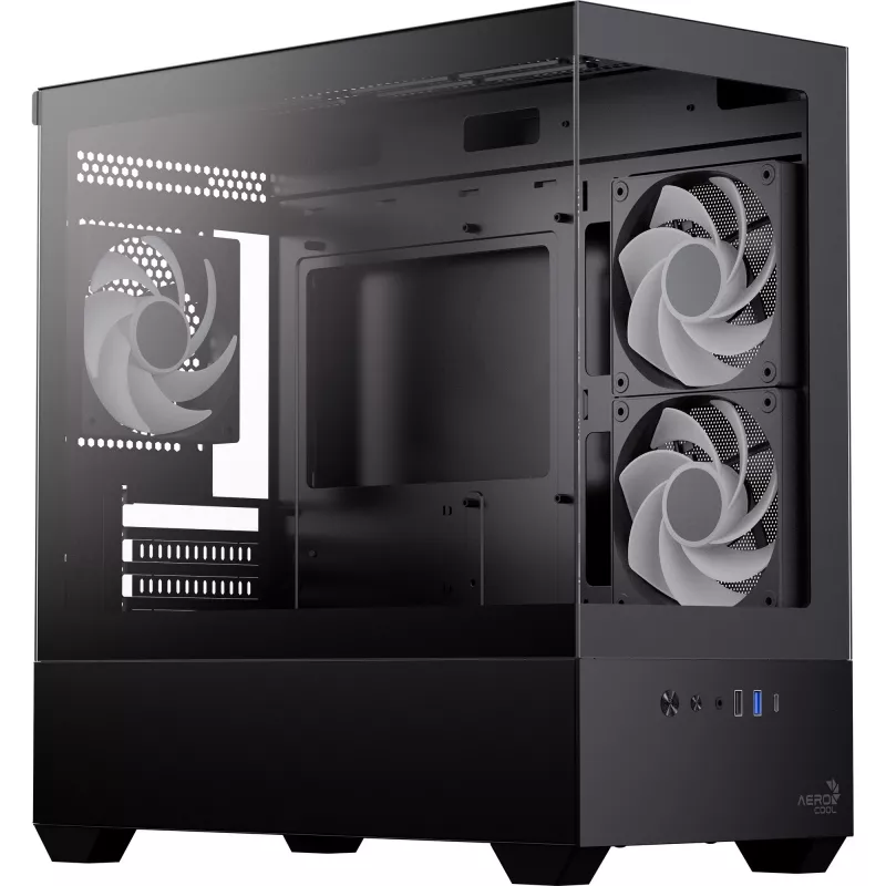 AEROCOOL P300D G-BK-v1 mini tower ATX behuizing, zwart, gehard glas