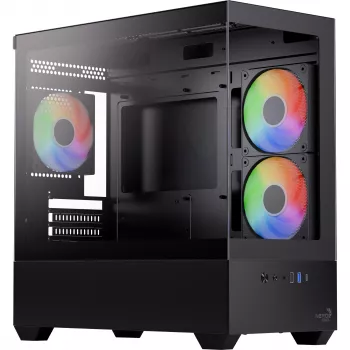 AEROCOOL P300D G-BK-v1 mini tower ATX behuizing, zwart, gehard glas