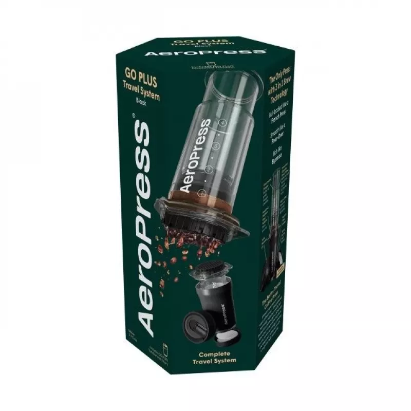 AeroPress Go Plus reis-koffiepress met isoleerbeker - zwart