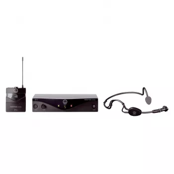 AKG WMS45 Sports Set draadloos microfoonsysteem met C544 L headset, UHF BD U2 band (614-630 MHz), bodypack-zender, stationaire ontvanger, 30m bereik