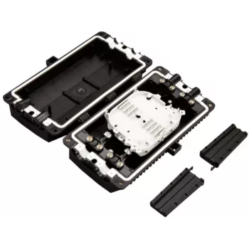 ALANTEC FOM-48K-P platte pass-through glasvezel lasdoos, 48 lassen, compleet met laslades, lasbeschermingshulzen, warmtekrimpbare kabelafdichthulzen, montagemateriaal