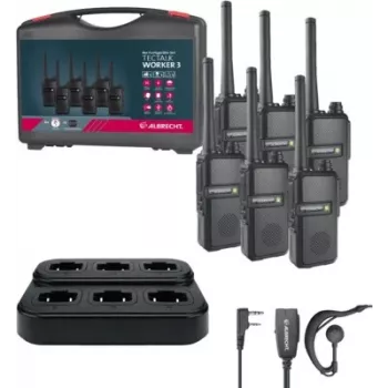 Albrecht Tectalk Worker 3 PMR446 portofoon set – 6 radio's met gereedschapskoffer