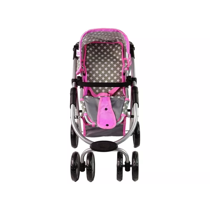 ALICE poppenwagen 2-in-1 draagmand tas roze sterren