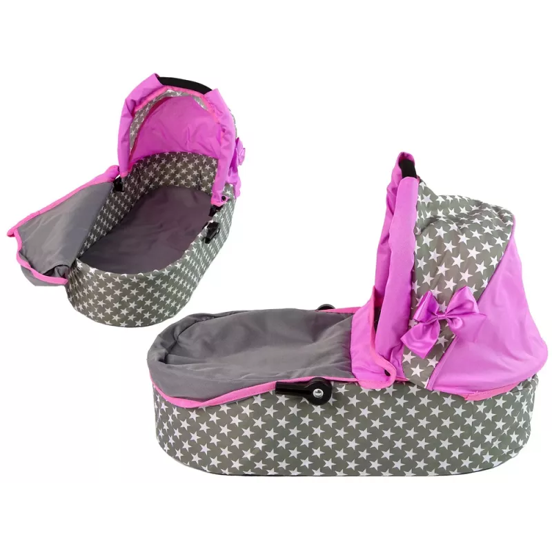 ALICE poppenwagen 2-in-1 draagmand tas roze sterren