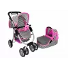ALICE poppenwagen 2-in-1 draagmand tas roze sterren