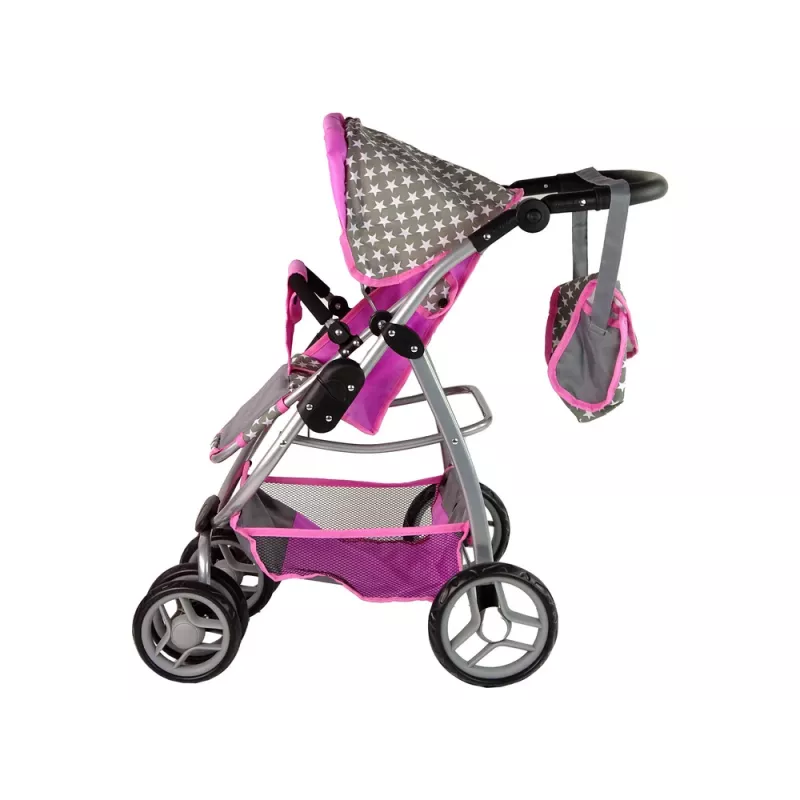 ALICE poppenwagen 2-in-1 draagmand tas roze sterren