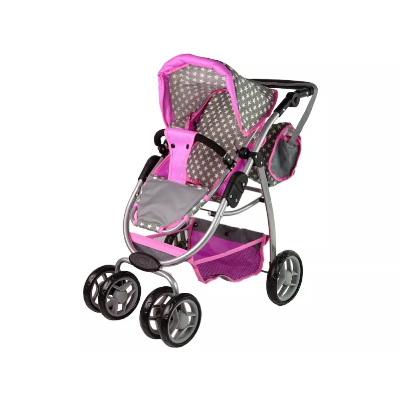 ALICE poppenwagen 2-in-1 draagmand tas roze sterren