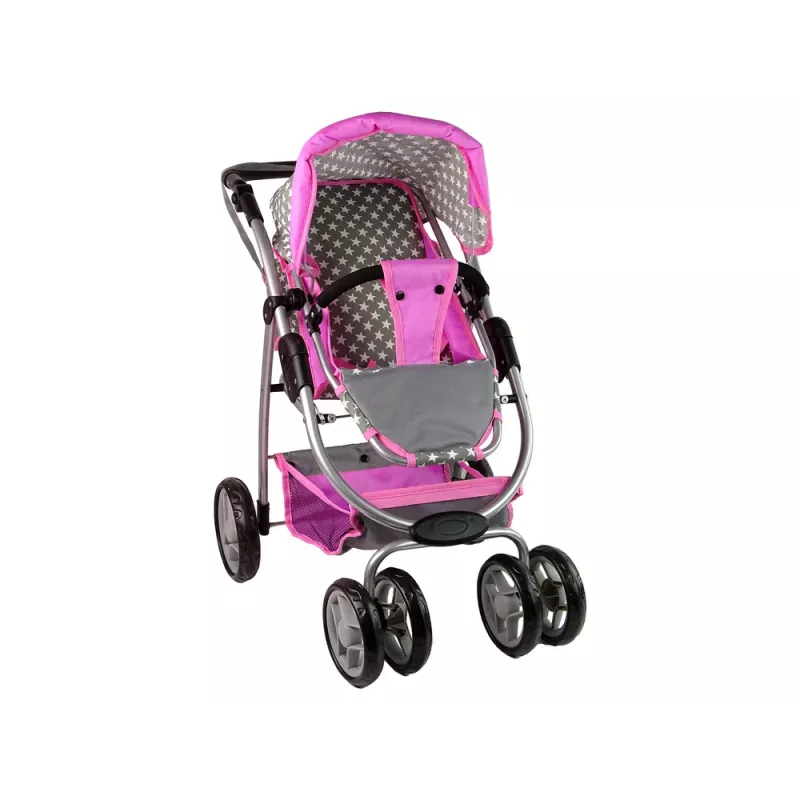 ALICE poppenwagen 2-in-1 draagmand tas roze sterren
