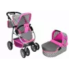 ALICE poppenwagen 2-in-1 draagmand tas roze sterren