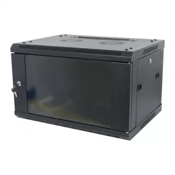 ALLNET 19 inch wandbehuizing 12U 1-delig diepte 450mm zwart gedemonteerd als bouwpakket SMA-serie