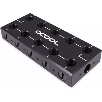 Alphacool ES Distro Plate Parallel C5 (13024), 22x G1/4, zwart