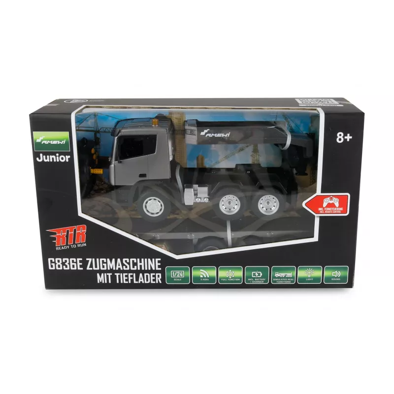 AMEWI RC bouwplaats-tractor met dieplader 1:24 RTR