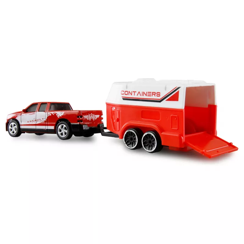 AMEWI RC Pickup Die Cast met paardentrailer 1:64 RTR rood (22681)