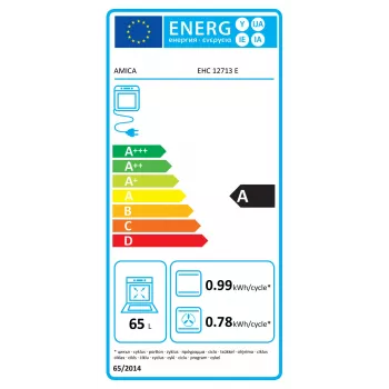 Amica EHC12713E inbouwfornuis-set met keramische kookplaat, 65 liter, 8 functies, energieklasse A, RVS