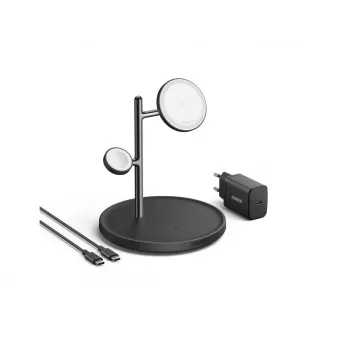 Anker MagGo B25M3312 3-in-1 Qi2-laadstation, 15 W voor smartphone, zwart
