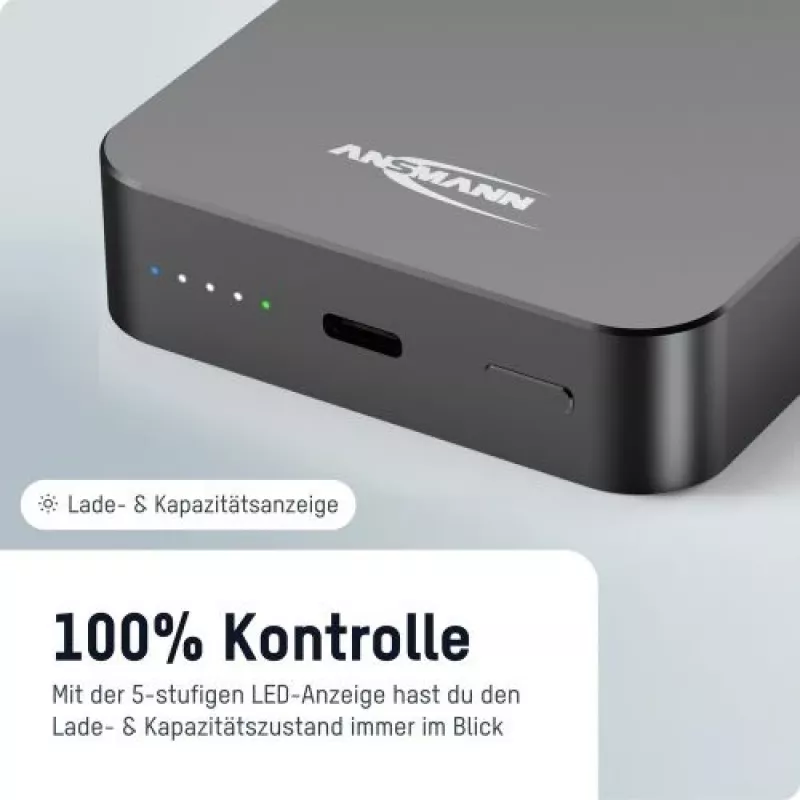 ANSMANN 1700-0199 10000 mAh draadloze powerbank antraciet