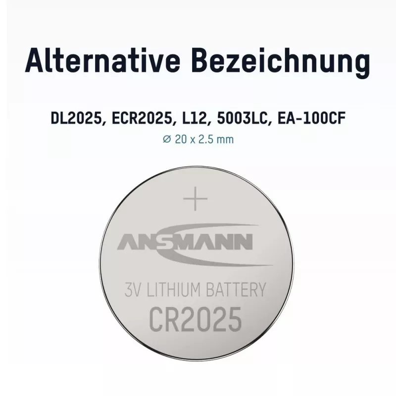ANSMANN CR2025 Lithium knoopcelbatterij, 3V, 160mAh, 1-pack blister