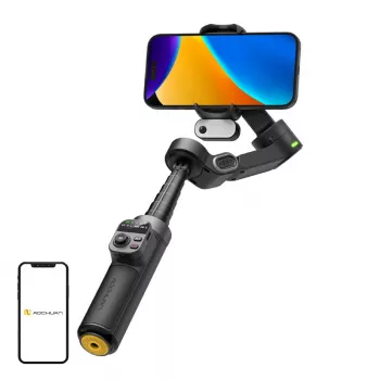 AOCHUAN Smart X3 AI-tracking gimbal-stabilisator met LED-licht en selfiestick voor smartphone, zwart