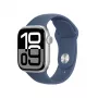 Apple Watch 10 LTE 42mm aluminium, zilver (QLA) – GPS + Cellular smartwatch met zilveren aluminium behuizing en Storm Blue sportband