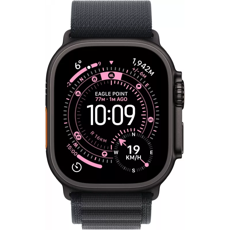 Apple Watch Ultra 3 GPS + Cellular 49mm Black Titanium Case met Black Alpine Loop - Large, Model A3281 MF0X4QI/A