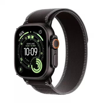 Apple Watch Ultra 3 GPS + Cellular 49mm Black Titanium Case met Black/Charcoal Trail Loop - Large (Model A3281, MF1H4QR/A)