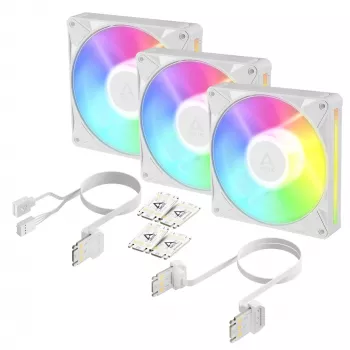 Arctic BioniX P14 A-RGB (Wit) 3-pack | 140-mm PWM-behuizingsventilator met A-RGB-verlichting, 400-2500 tpm