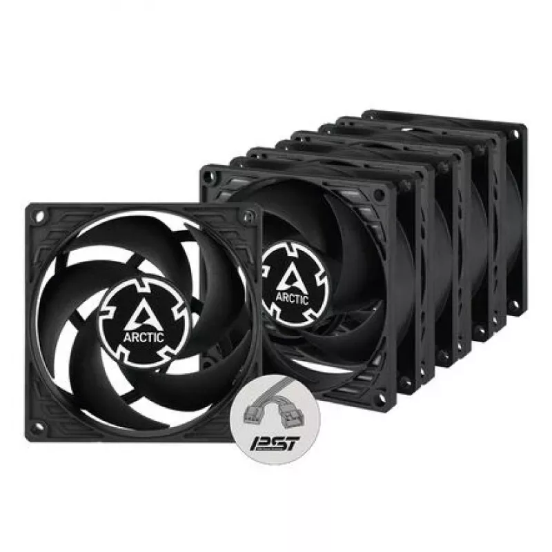 ARCTIC P8 PWM PST 80 mm ventilator 5-pack - zwart/wit