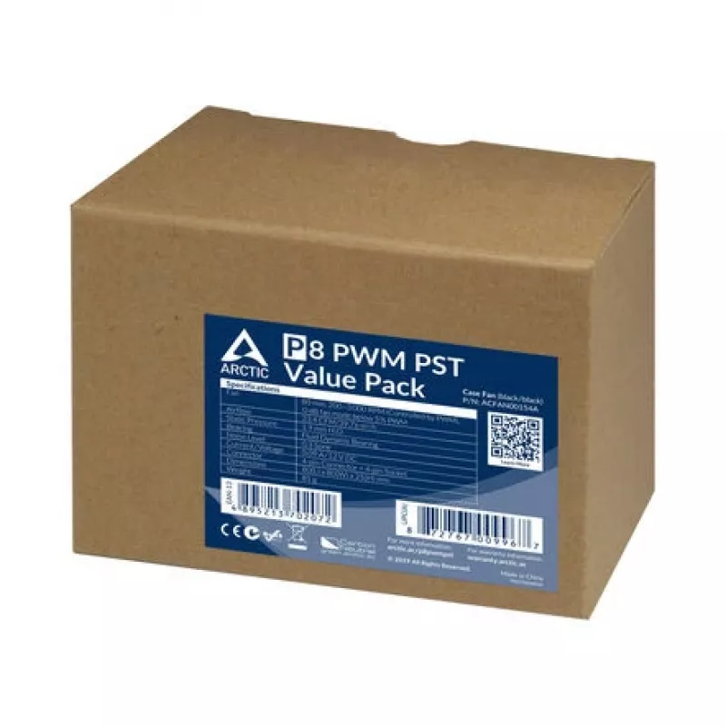 ARCTIC P8 PWM PST 80 mm ventilator 5-pack - zwart/wit
