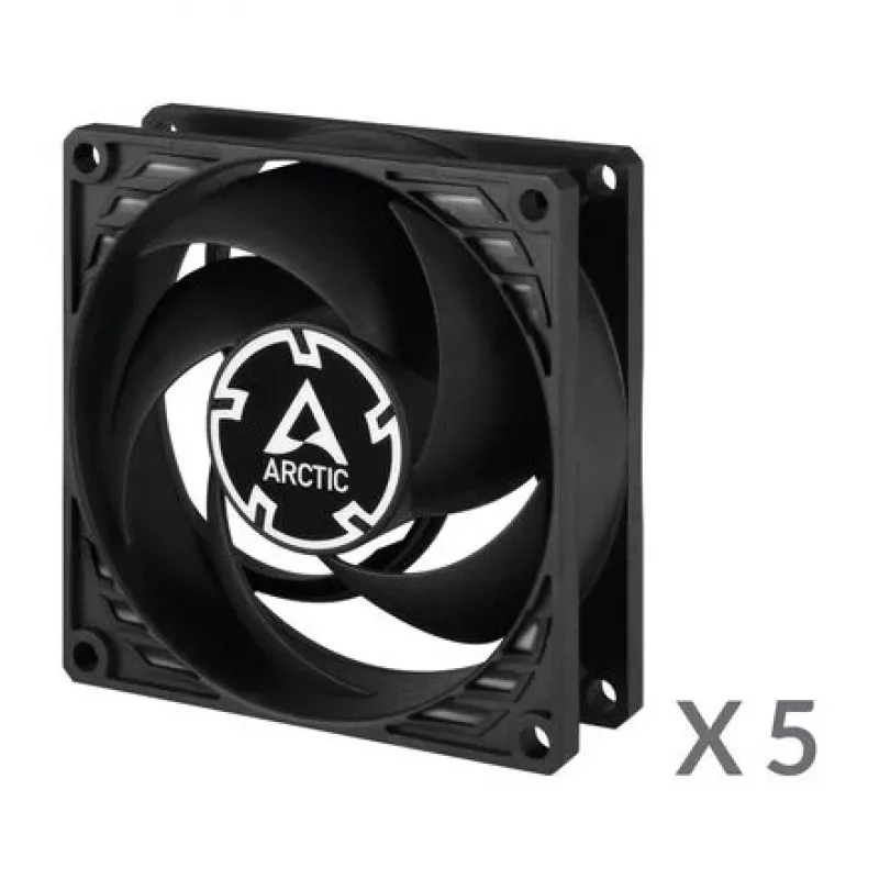 ARCTIC P8 PWM PST 80 mm ventilator 5-pack - zwart/wit