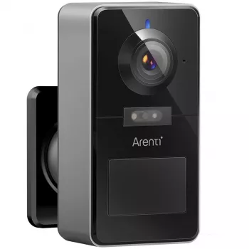 Arenti POWER1Q 2K slimme accubeveiligingscamera, AI-persoonsherkenning, kleurennachtzicht, IP65, zwart