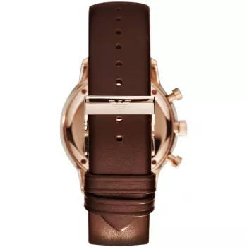 ARMANI AR0387 heren kwartschronograaf 42mm zwarte wijzerplaat leren band