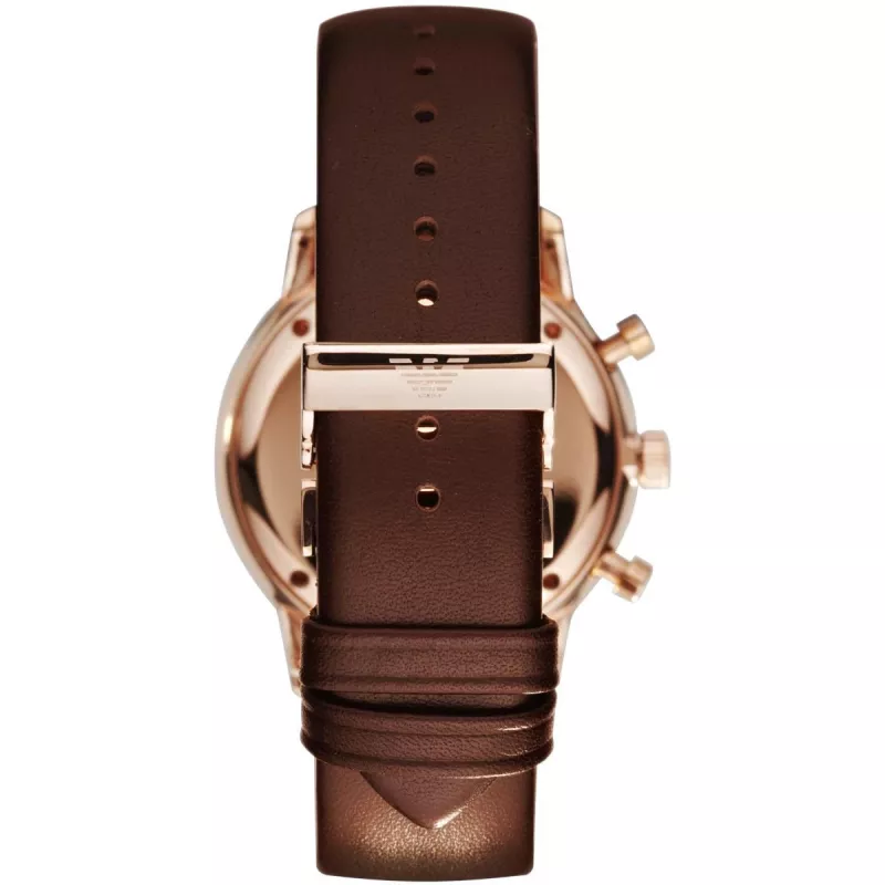 ARMANI AR0387 heren kwartschronograaf 42mm zwarte wijzerplaat leren band