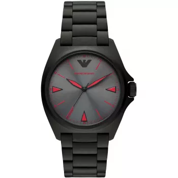 ARMANI AR11393 heren analoog kwartshorloge 40mm roestvrijstalen kast zwarte leren band