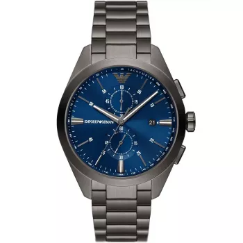 ARMANI AR11481 Heren Luigi Chronograaf Quarzhorloge 43mm zwarte wijzerplaat zwarte Lederen band