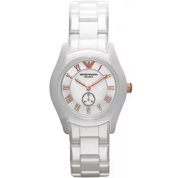 ARMANI AR1418 dames quartz horloge 28mm wit keramiek