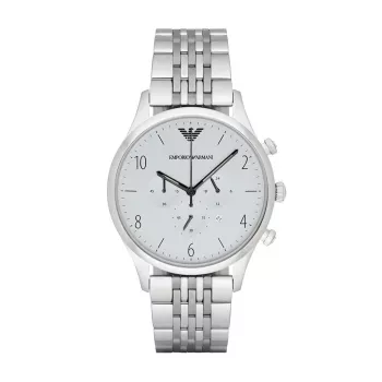 ARMANI AR1879 heren analoog quartz horloge 43mm edelstalen kast zwart leren band