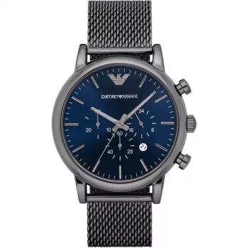 ARMANI AR1979 heren quartz chronograaf horloge 46mm zwarte wijzerplaat leren band