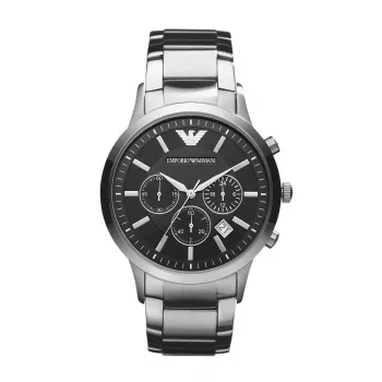 ARMANI AR2434 herenchronograaf horloge met blauwe wijzerplaat en RVS-armband 43mm