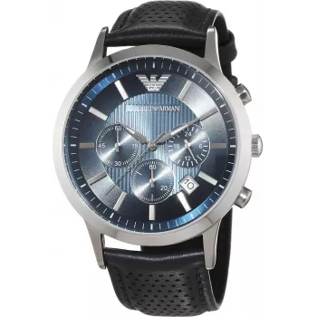 Armani AR2473 Heren chronograaf horloge 43mm RVS blauwe wijzerplaat