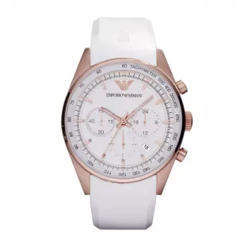 ARMANI AR5979 unisex quartz chronograaf horloge 43mm edelstaal zwarte wijzerplaat