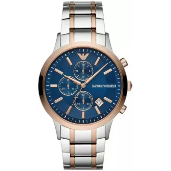 ARMANI AR80025 heren quartz chronograaf horloge 43mm roestvrij staal blauwe wijzerplaat