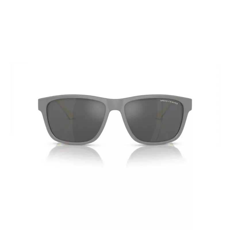 Armani Exchange AX4135S81806G Zonnebril Heren Square Mat Zwart Donkergrijs Spiegel Zilver 59mm