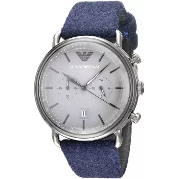 ARMANI heren AR11144 chronograaf edelstaal horloge 43mm blauwe wijzerplaat
