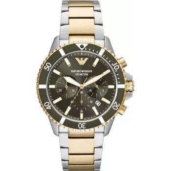 Armani herenhorloge AR11361 42mm RVS mesh zwarte wijzerplaat chronograaf