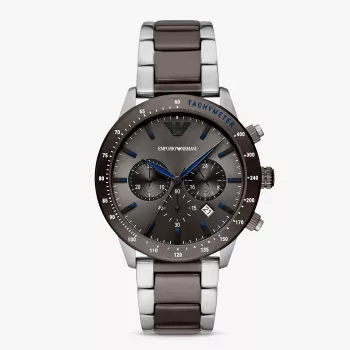 Armani heren Luigi chronograaf zwarte wijzerplaat leren band horloge AR11391 (43mm)
