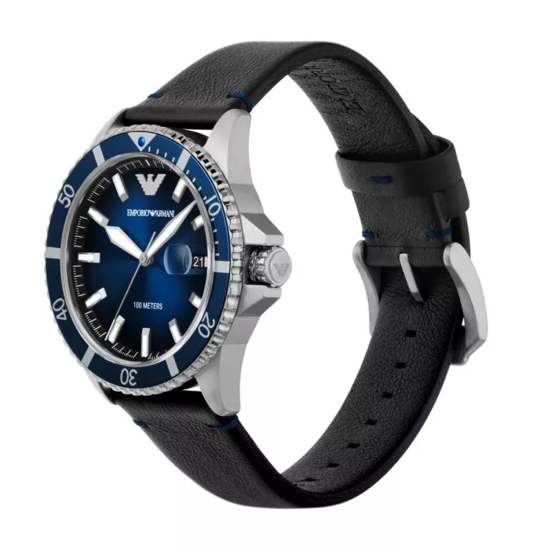 Armani herenhorloge AR11516 42mm RVS quartz chronograaf blauwe wijzerplaat