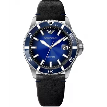 Armani herenhorloge AR11516 42mm RVS quartz chronograaf blauwe wijzerplaat