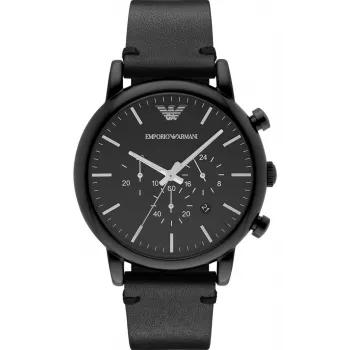 Armani Renato herenchronograaf horloge AR1918 46mm zwarte wijzerplaat leren band