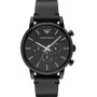Armani Renato herenchronograaf horloge AR1918 46mm zwarte wijzerplaat leren band
